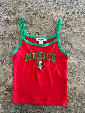 RSQ Red Tank Top with Green Trim & Mexico Crest